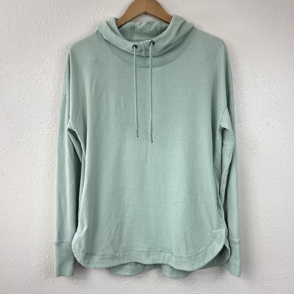 Sweaty Betty Hoodie Womens Sz M Mint Green Funnel Neck Athleisure Made in Italy